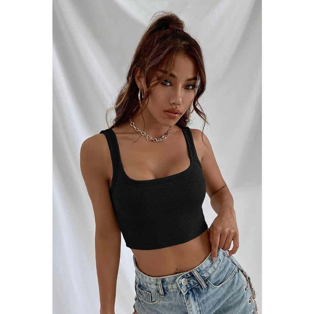 Know Kadın Siyah Askılı Crop Top Bluz L Beden Bluz Fiyatı