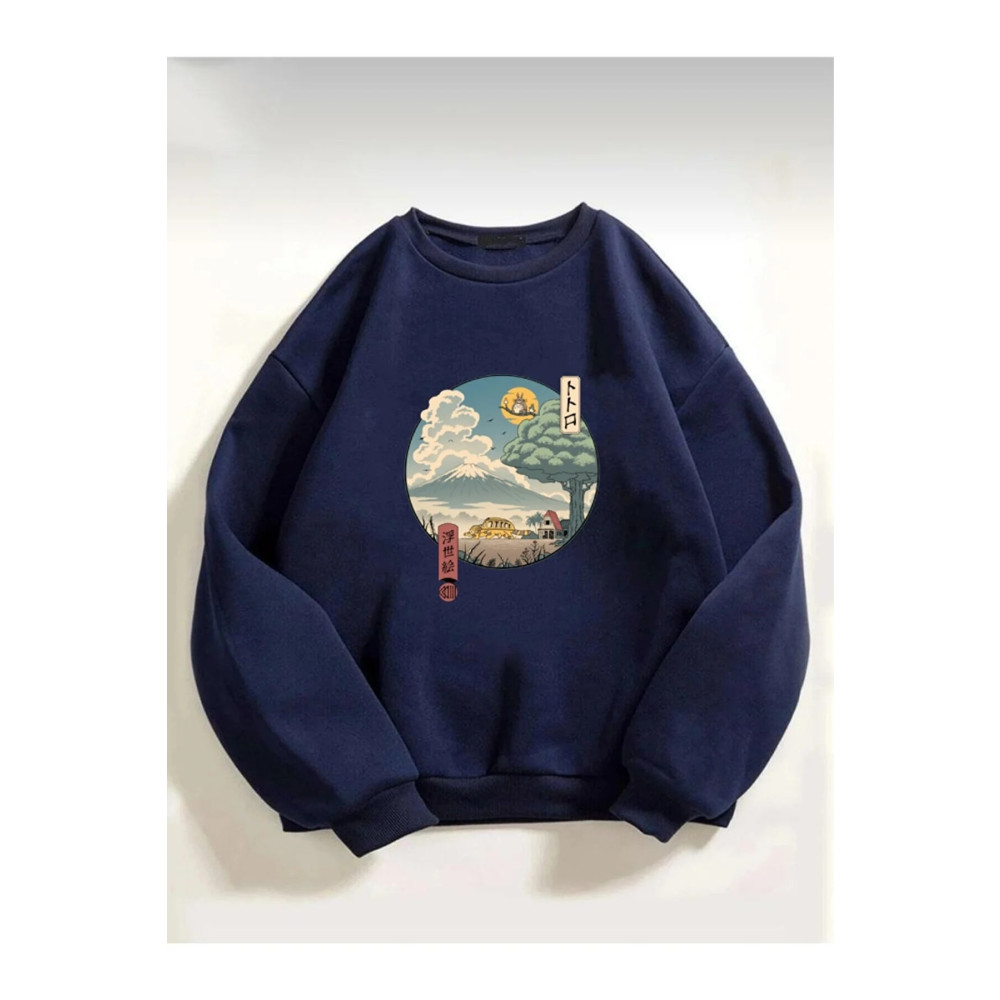 Know Unisex Totoro Anime Baskılı Oversize Sweatshirt S Beden Bayan Sweatshirt Fiyatı
