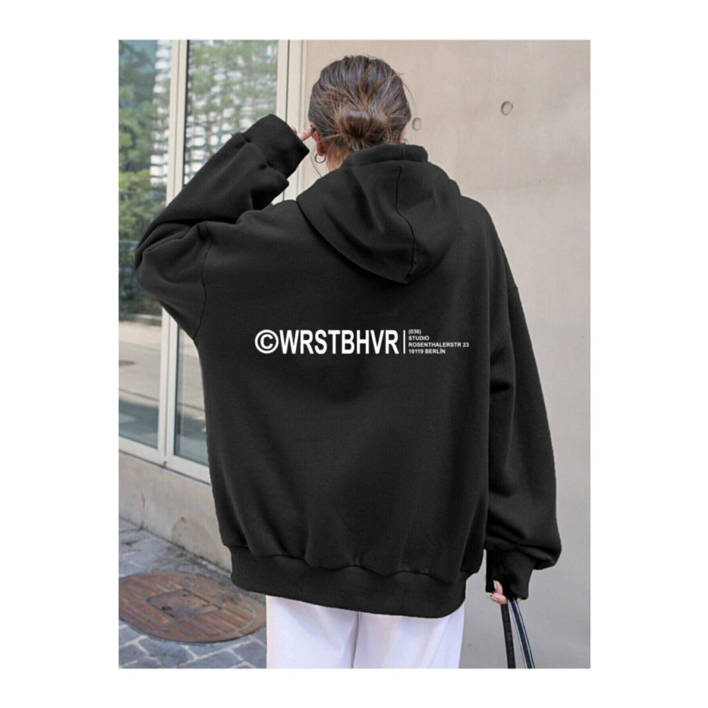 Know Wrstbhvr Tasarım Baskılı Sweatshirt Siyah XL Beden Bayan Sweatshirt Fiyatı