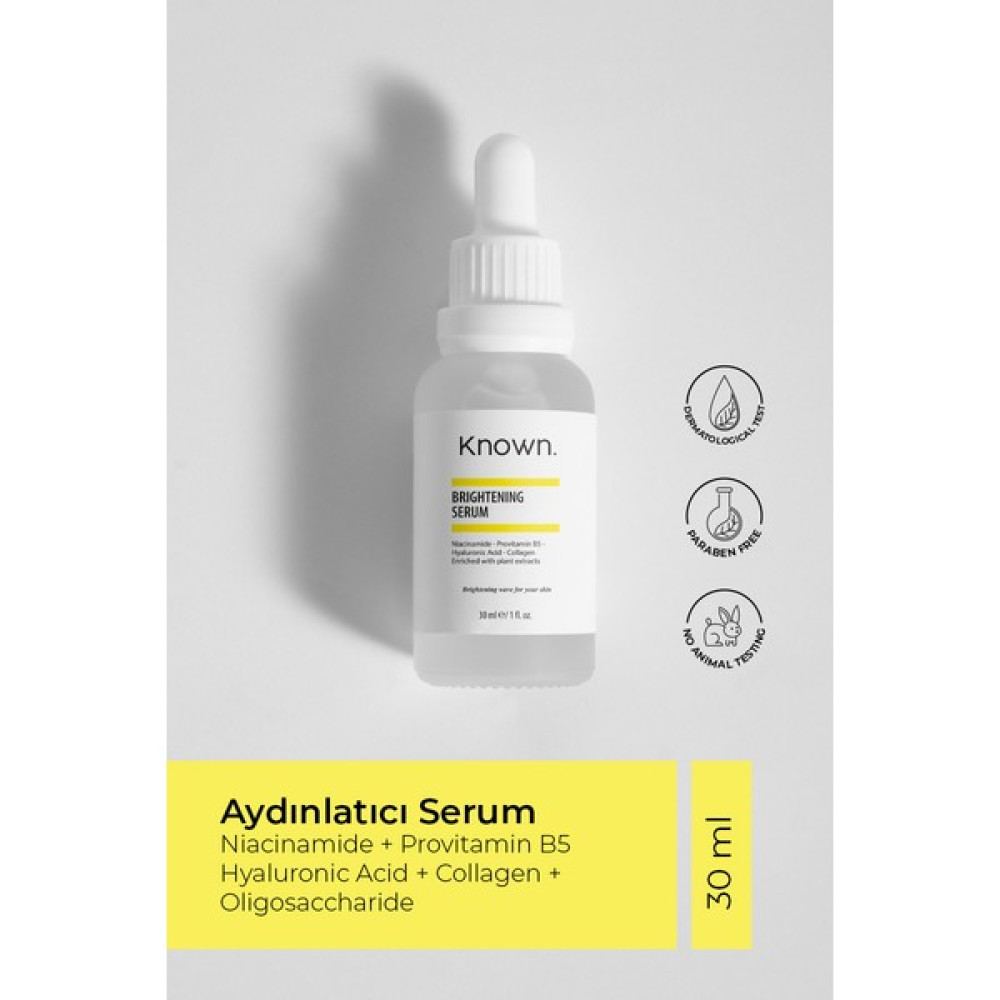 Known. Aydınlatıcı Serum 30 ml (NİACİNAMİDE,PROVİTAMİN B5HYALURONİC ACİD;COLLAGEN, OLİGOSACCHARİDE) Anti-Aging / Yaşlanma Karşıtı Fiyatı