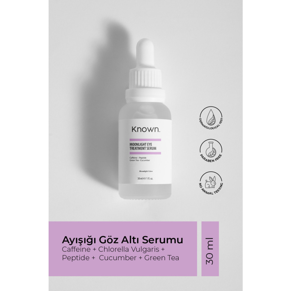 KNOWN. Known Ayışığı Göz Altı Serumu 30 ml (CAFFEİNE - CHLORELLA VULGARİS - PEPTİDE - CUCUMBER - GREEN TEA) Göz Kremi Fiyatı