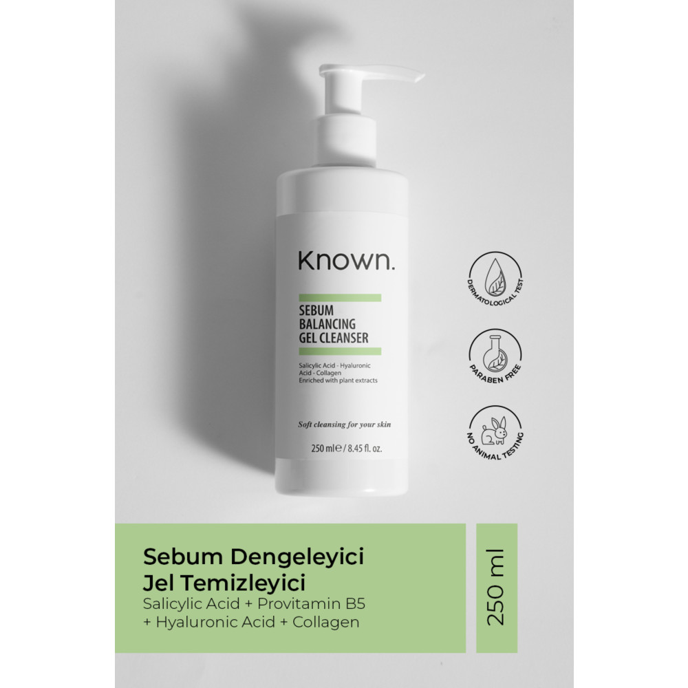 KNOWN. Known Sebum Dengeleyici Jel Temizleyici 250 ml (SALİCYLİC ACİD & HYALURONİC ACİD & COLLAGEN) Cilt Temizleme ve Peeling Fiyatı
