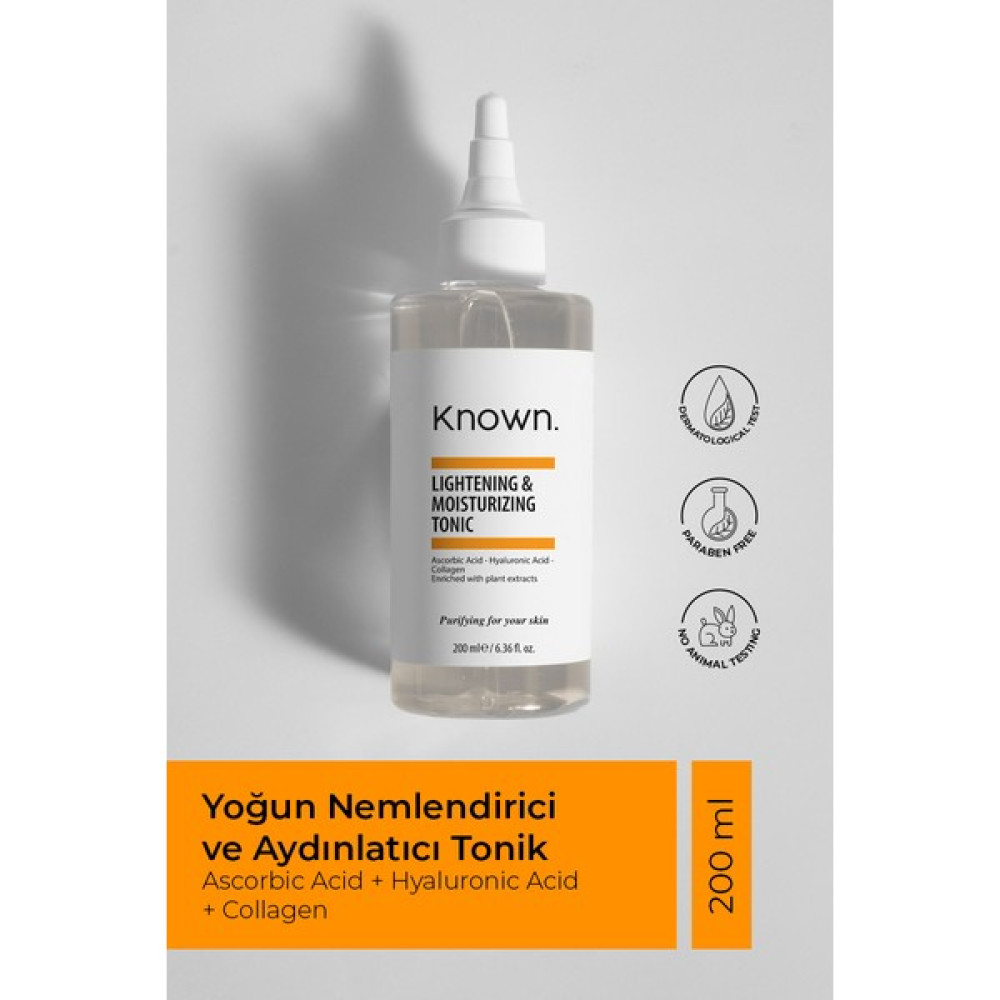 Known. Known Yoğun Nemlendirici ve Aydınlatıcı Tonik 200 ml (Ascorbic Acid + Hyaluronic Acid + Collagen) Cilt Temizleme ve Peeling Fiyatı