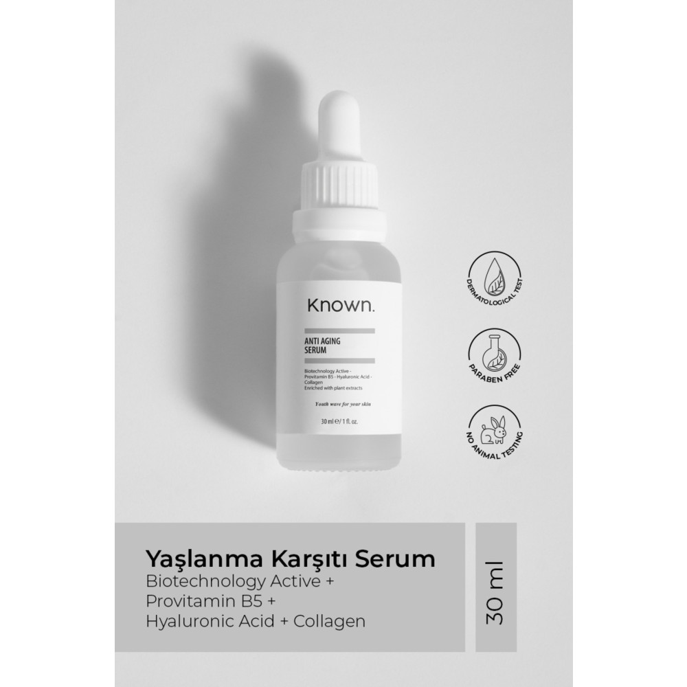 KNOWN. Yaşlanma Karşıtı Serum 30 ml biotechnology Active+provitamin B5+hyaluronic Acid+collagen Cilt ve Yüz Bakımı Fiyatı