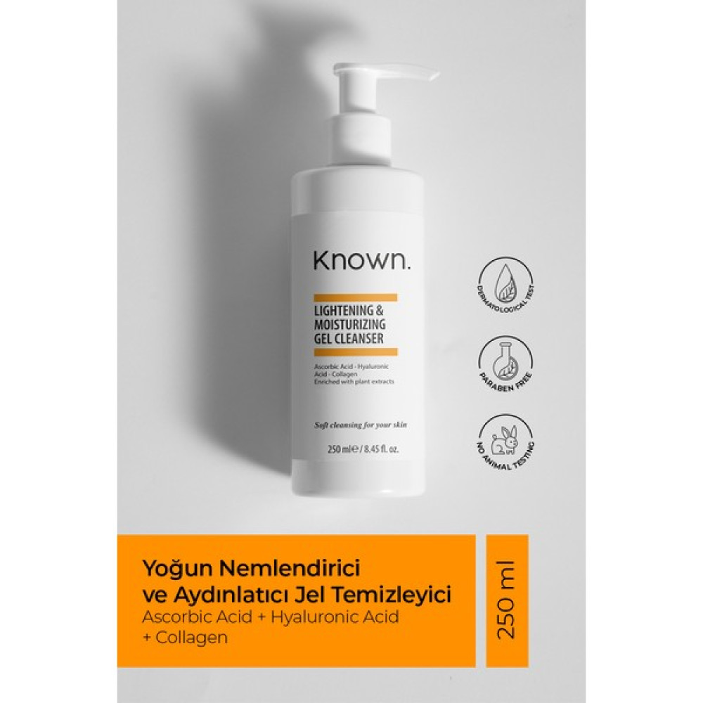 Known Yoğun Nemlendirici ve Aydınlatıcı Jel Temizleyici 250 ml (Ascorbic Acid + Hyaluronic Acid + Collagen) - JEL TEMİZLEME Cilt Temizleme ve Peeling Fiyatı