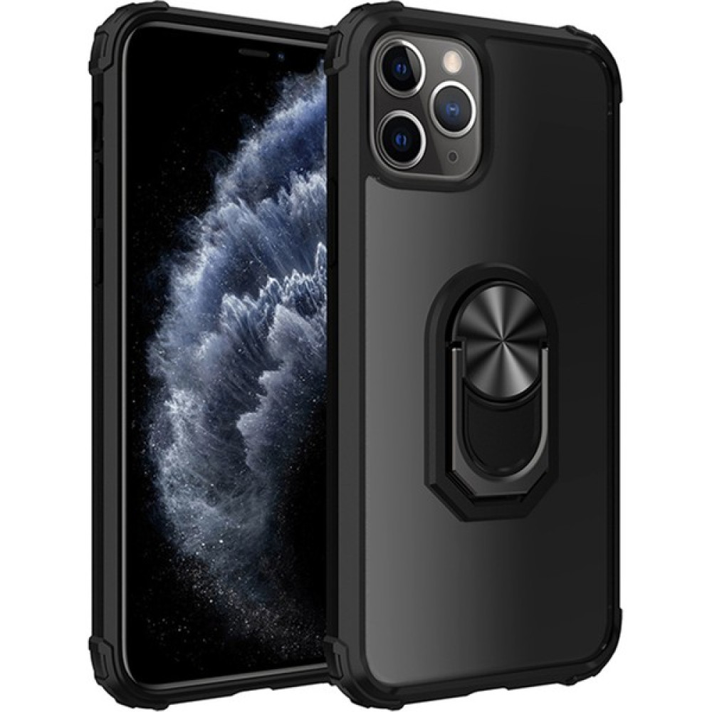 Kny Apple Iphone 11 Pro Max Kılıf Silikon Kenarlı Renkli Yüzüklü Manyetik Mola Kapak - Siyah Cep Telefonu Kılıfı Fiyatı