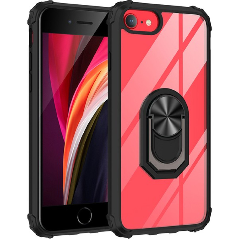 Kny Apple Iphone Se 2020 Kılıf Silikon Kenarlı Renkli Yüzüklü Manyetik Mola Kapak - Siyah - iPhone 5/5S/SE Cep Telefonu Kılıfı Fiyatı