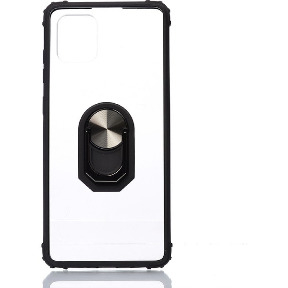 Kny Samsung Galaxy A81 Note 10 Lite Kılıf Silikon Kenarlı Renkli Yüzüklü Manyetik Mola Kapak - Siyah - Galaxy Note 10 Lite Cep Telefonu Kılıfı Fiyatı