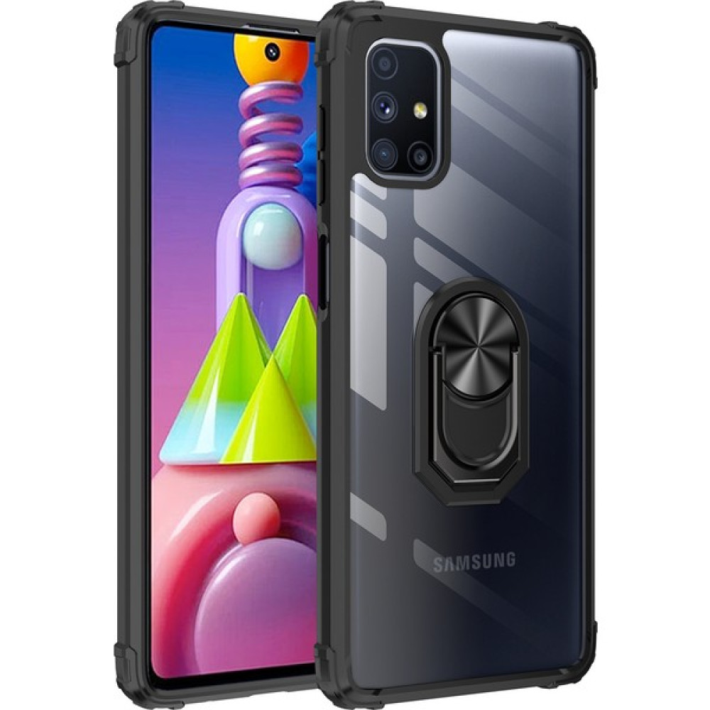 Kny Samsung Galaxy M51 Kılıf Renkli Silikon Kenarlı Yüzüklü Manyetik Mola Kapak - Siyah Cep Telefonu Kılıfı Fiyatı