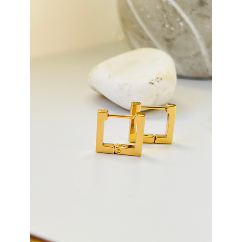 Koala Company Çelik Gold Renk Kare Küpe 1 cm Genişlik Bijuteri Küpe Fiyatı