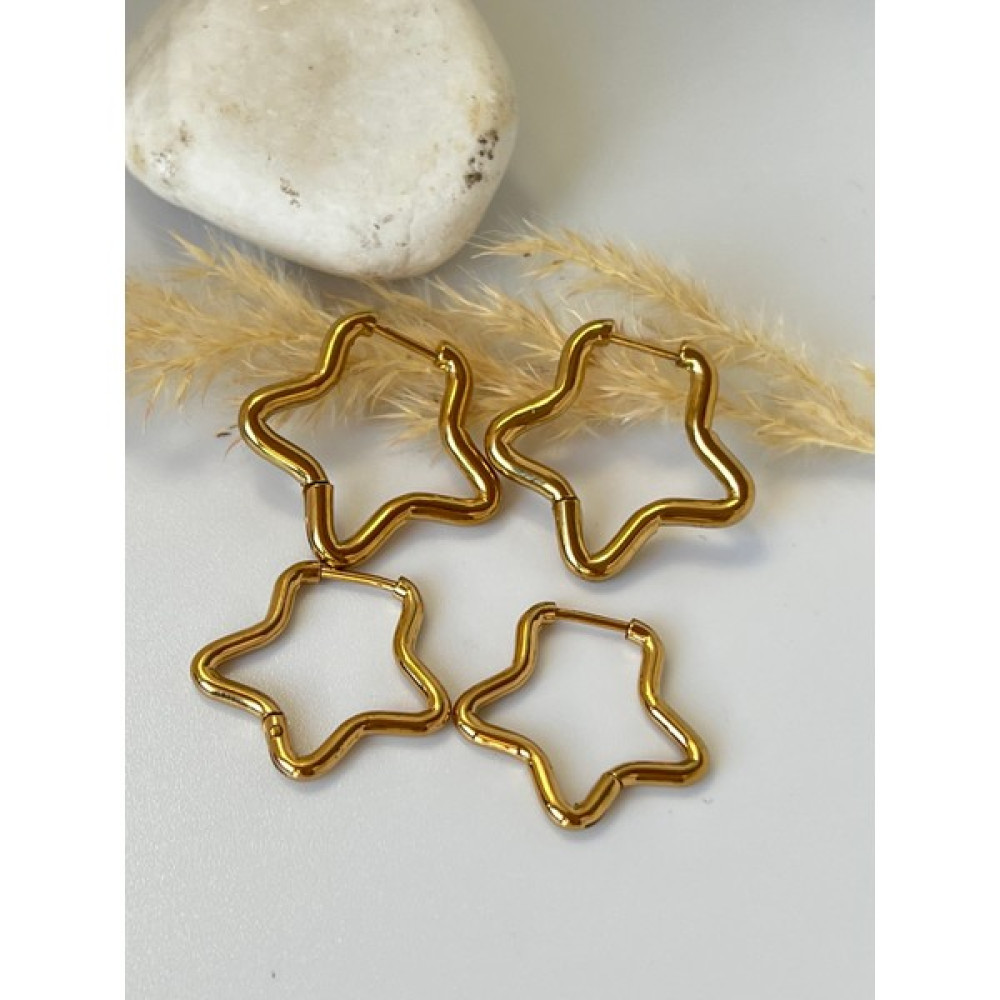 Koala Company Ikili Set Çelik Gold Renk Yıldız Küpe 18 mm - 23 mm Genişlik Bijuteri Küpe Fiyatı