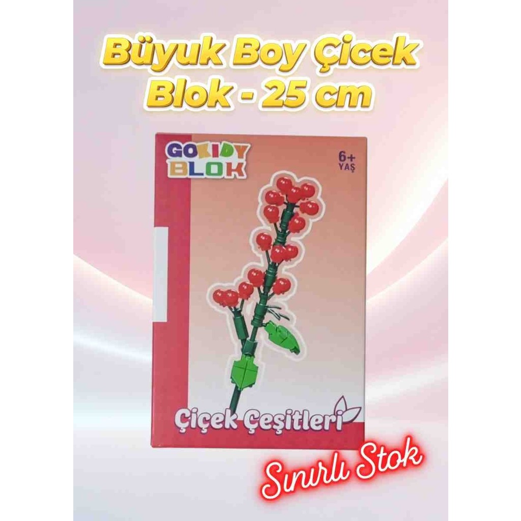 Kobe Büyük Boy Tek Dal Çiçek Blok Seti Ortalama 25 cm | Dekoratif Mini Yapı 3D Puzzle Benzer Yapboz Anne Bebek Oyuncak Fiyatı