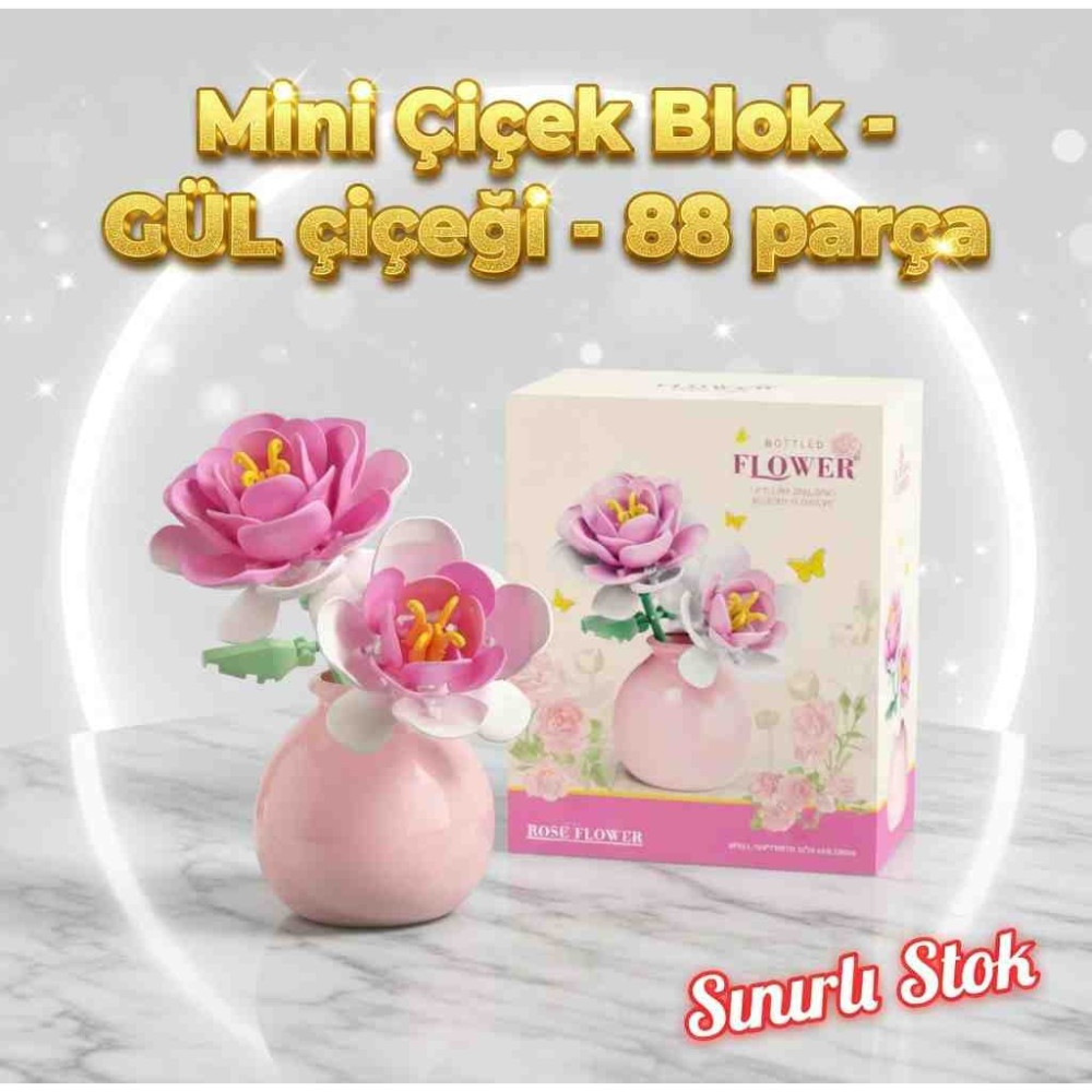 Kobe Home Vazolu Tarzı Çiçek Yapı Blok Seti – 88 Parça - 11 cm Çiçek Arenjmanı Seti Vazo Fiyatı
