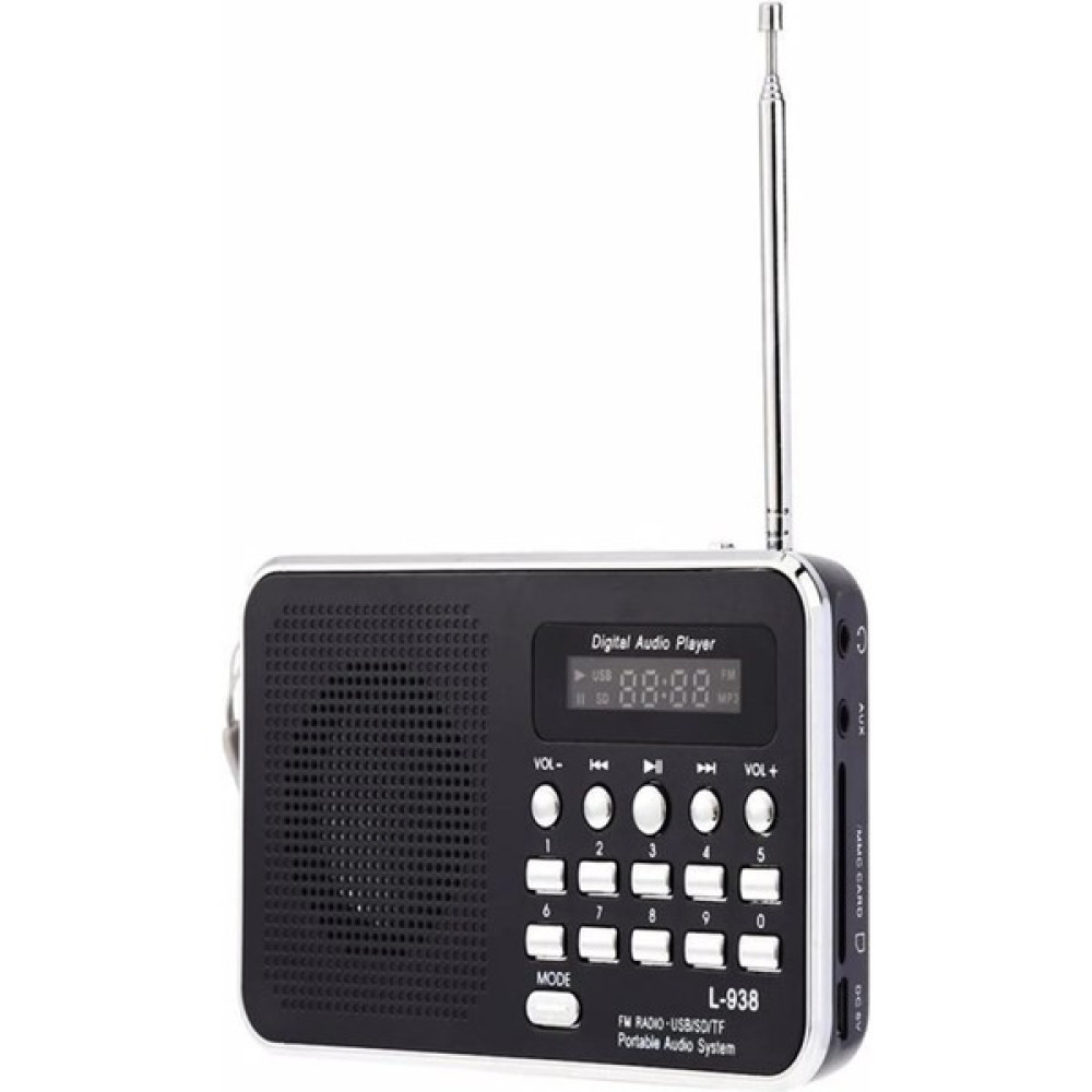 Koçak Elektronik Dijital Ekranlı Şarjlı Taşınabilir Radyo Bluetooth USB Tf Destekli Cep Radyosu L-938 - Siyah Alarmlı Saatler & Radyolar Fiyatı