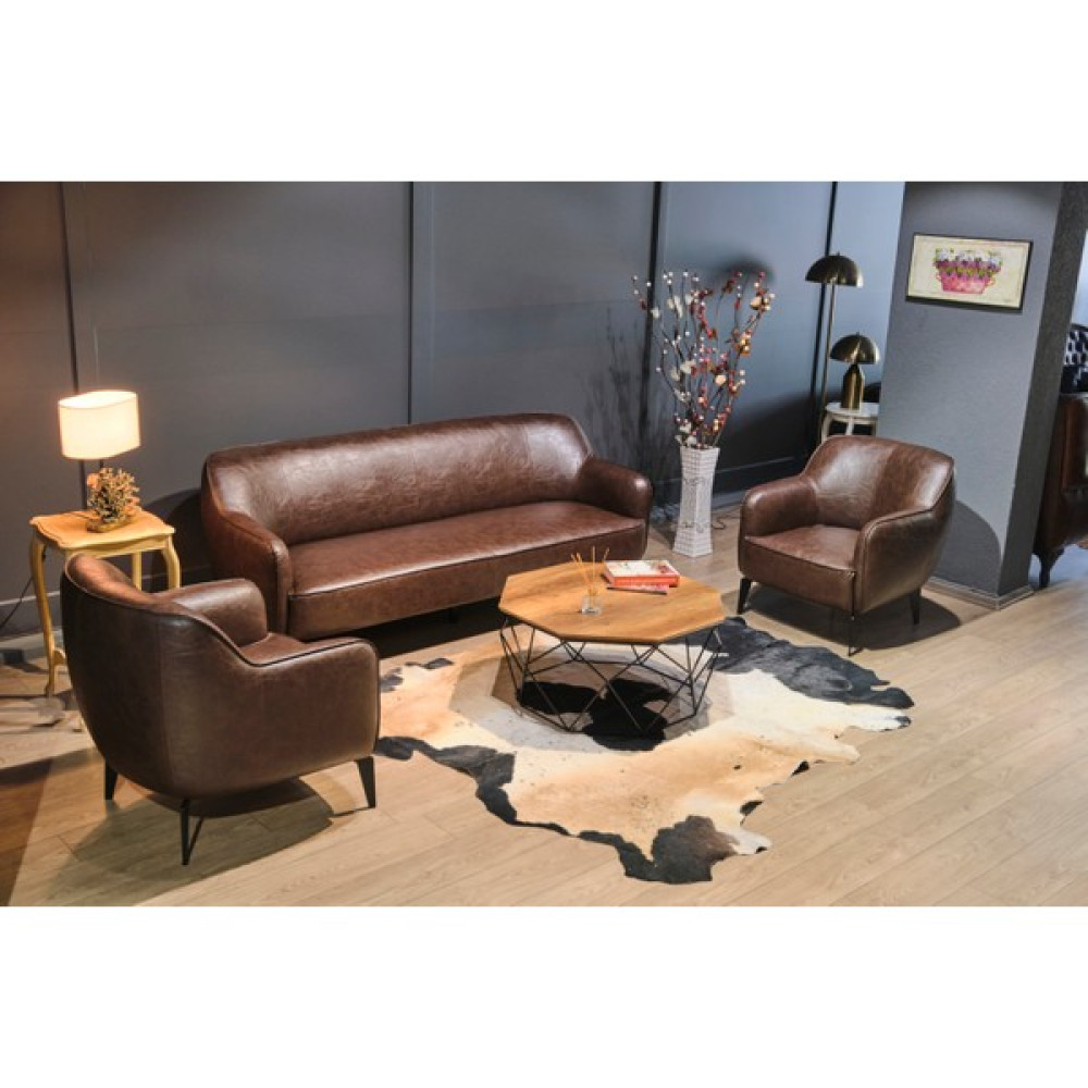 Koçaklar Home Living Rio Suni Deri Takım / Kahverengi Koltuk Takımı / Seti Fiyatı
