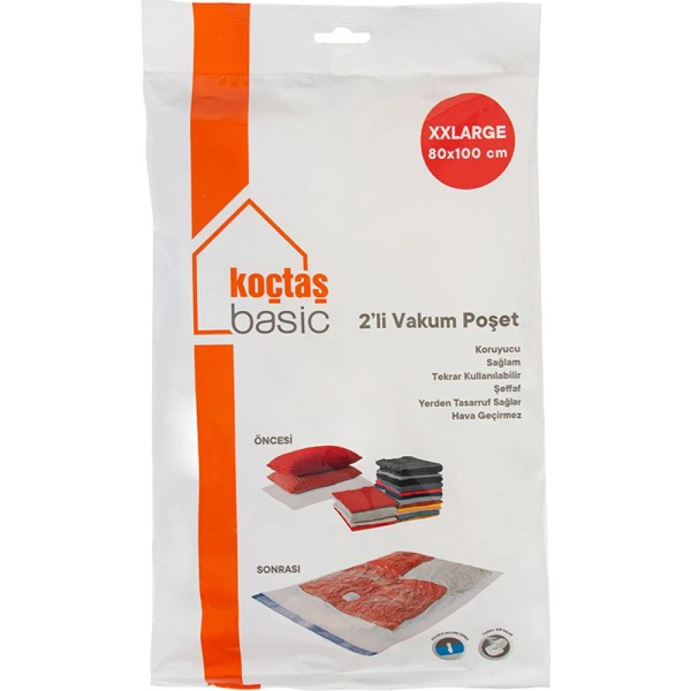 Koçtaş 2'li Vakum Poşet/ Büyük Boy Xxlarge 80X100 Cm/ Hava Kaçırmaz/ A+ Kalite/ Kışlık & Yazlık Düzenleyici Hurç Fiyatı
