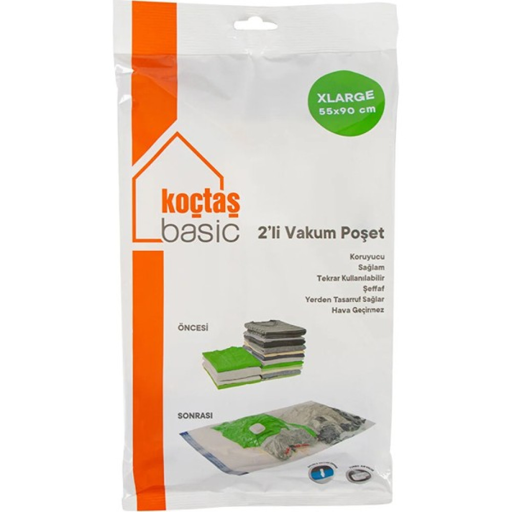 Koçtaş 2'li Vakum Poşet Xlarge 55X90 cm Hava Kaçırmaz/ A+ Kalite/ Kışlık & Yazlık Düzenleyici Hurç Fiyatı