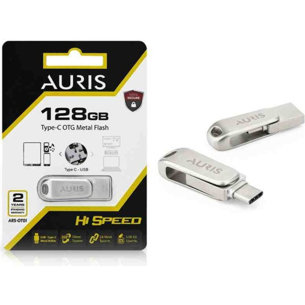 Kodak Auris 256Gb.128Gb.Type-C ve USB 3.0 USB Flash Bellek Otg Çift Girişli Metal Sağlam Orjinal - Gri Flash Bellekler Fiyatı