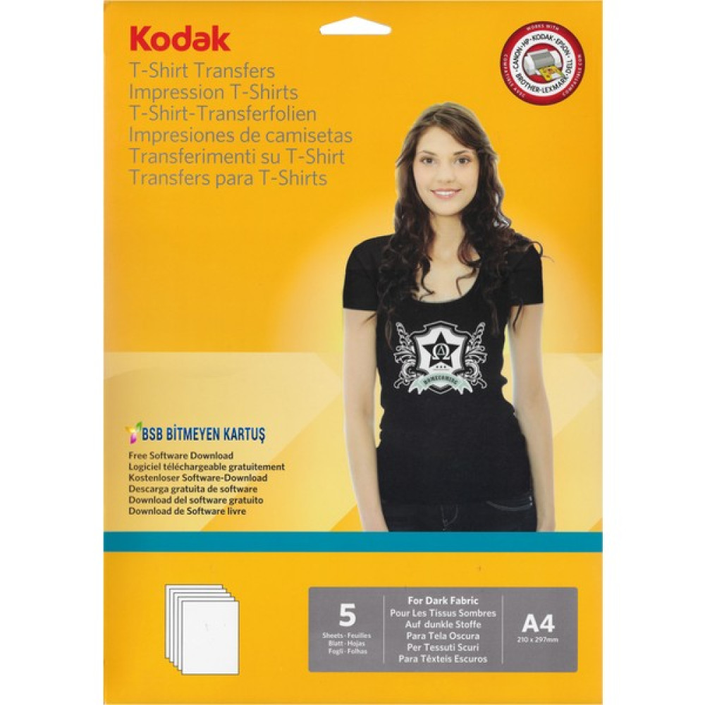 Kodak T-Shirt Transfer Baskı Kağıdı A4 Siyah-Renkli 5 Sayfa Fotoğraf Kağıtları & Asetatlar Fiyatı