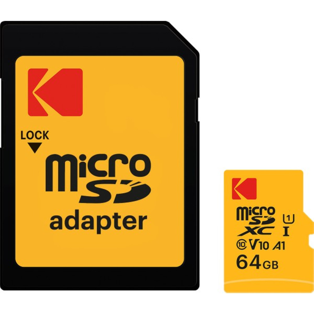 Kodak V10 A1 Premium Performans 64GB microSDXC-I UHS-I U1 Micro SD Kart + SD Adaptör Hafıza Kartları Fiyatı