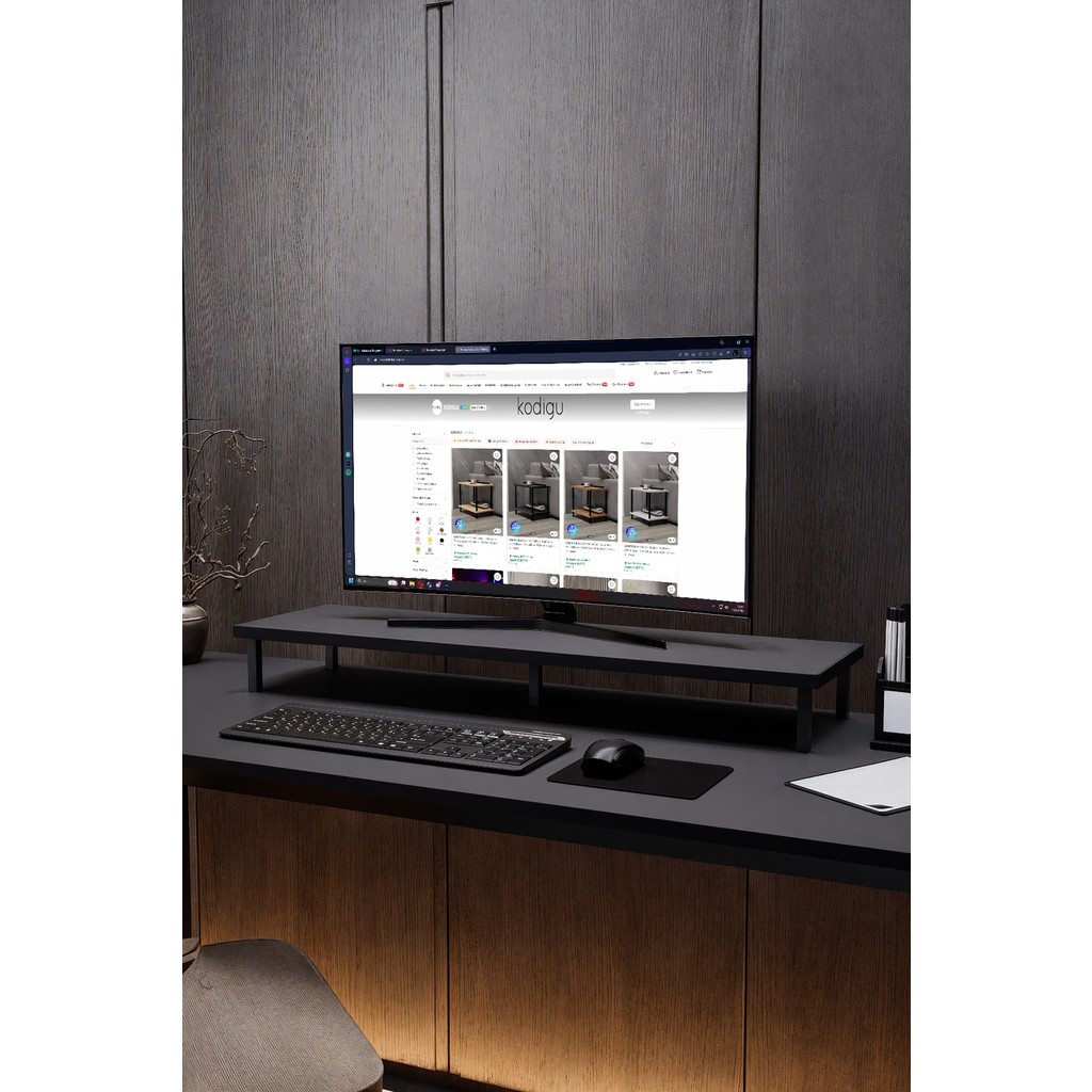 KODIGU 90X20CM Monitör Standı | Ergonomik Monitör Standı | Boyun Için Monitör Standı - Siyah Monitör Aksesuarları Fiyatı