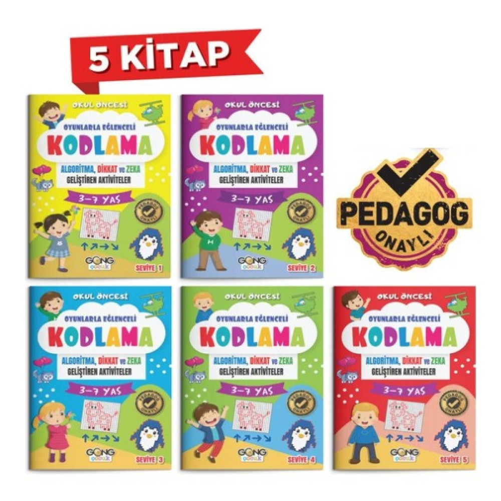 Kodlama Etkinlik Kitabı - Çocuklar Için Eğitici Kitap Pedagog Onaylı 5'li Set Diğer Fiyatı