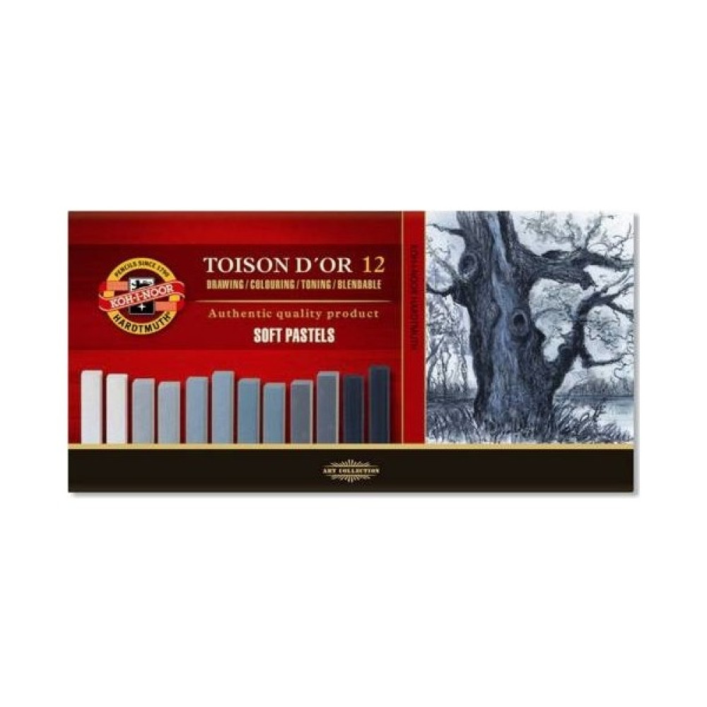 Koh-I Noor Toison D'or Soft Pastel Boya (Toz Pastel Boya) Gri Tonlar 12 Renk (Köşeli) Pastel Boya Fiyatı