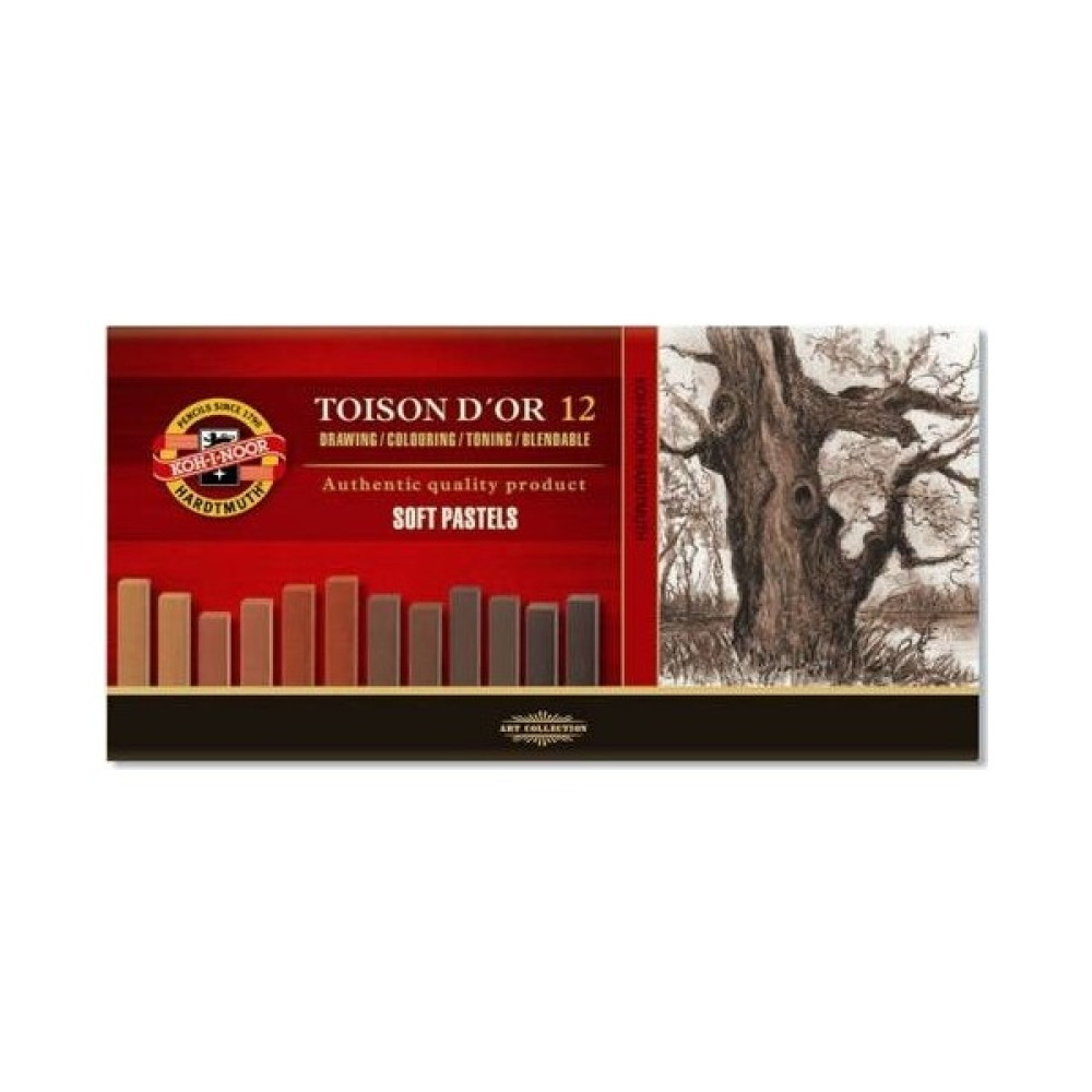 Koh-I Noor Toison D'or Soft Pastel Boya (Toz Pastel Boya) Kahverengi Tonlar 12 Renk (Köşeli) Pastel Boya Fiyatı