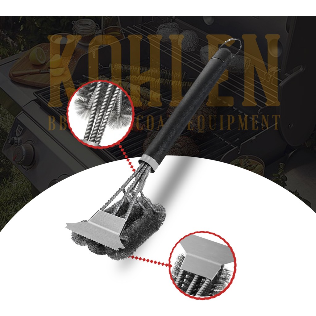 KOHLEN Mangal Izgara Barbekü Temizleme Fırçası Kazıyıcı - 41 cm Dayanıklı Sap 360° Temizlik - Siyah - 1 Adet Mangal & Barbekü Malzemeleri Fiyatı