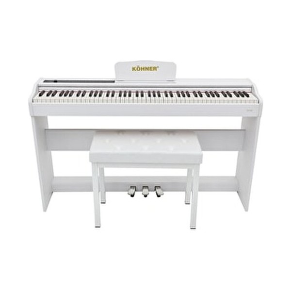Köhner SLP-225 WH Dijital Konsol Piyano (88 Tuşlu, Tuş Hassasiyetli, Bluetooth) - Tabure ve Kulaklık Hediyeli - Beyaz Dijital Piyanolar Fiyatı