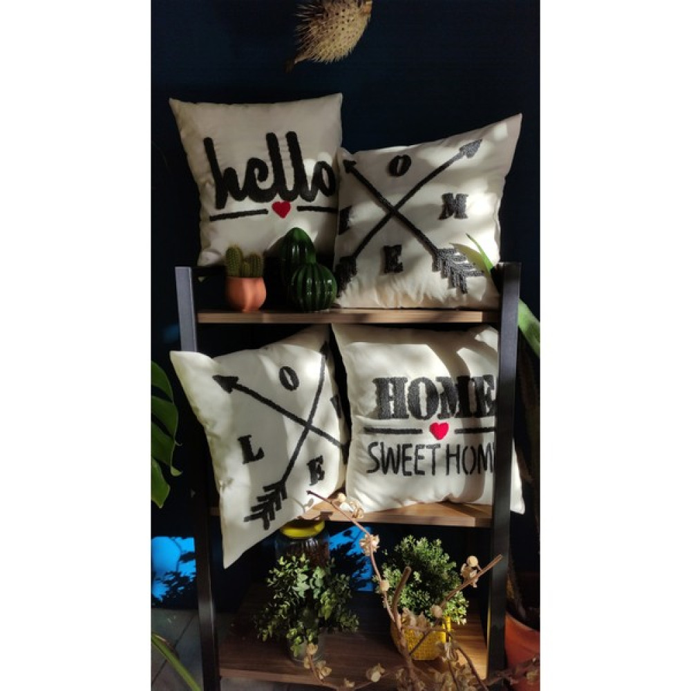 Koi Shop Home Team 4 Lü Punch ( Panç ) Kırlent Kılıfı El Yapımı - 42 x 42 cm - Gri Kırlent / Mobilya Yastığı Fiyatı
