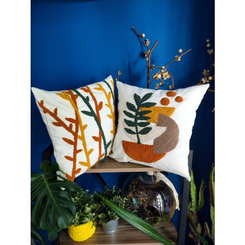 Koi Shop Sunset 2 Li Set Punch ( Panç ) Kırlent Kılıfı El Yapımı - 42 x 42 cm - Sarı - Turuncu Kırlent / Mobilya Yastığı Fiyatı