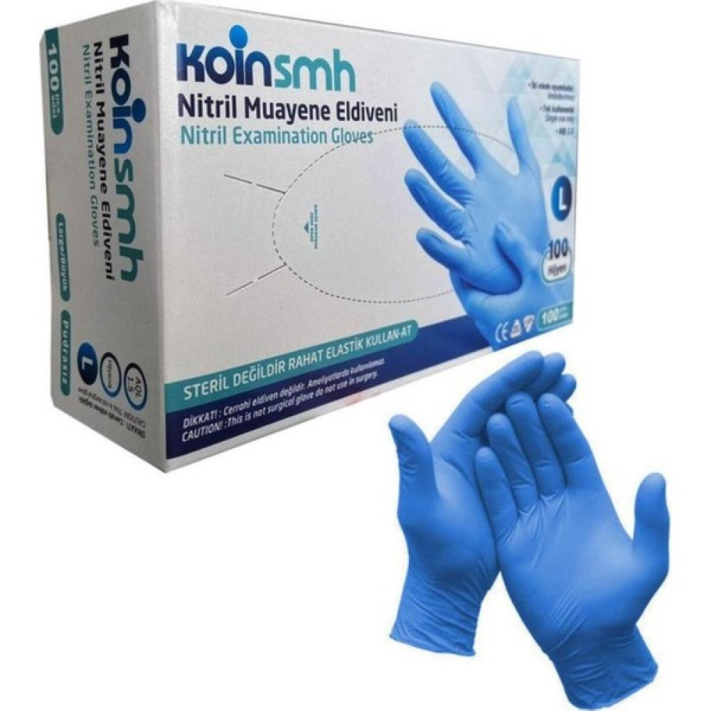 Koinsmh Koin Smh Medikal M (Medium) Boy Tek Kullanımlık Nitril Eldiven Mavi Pudrasız Diğer Fiyatı