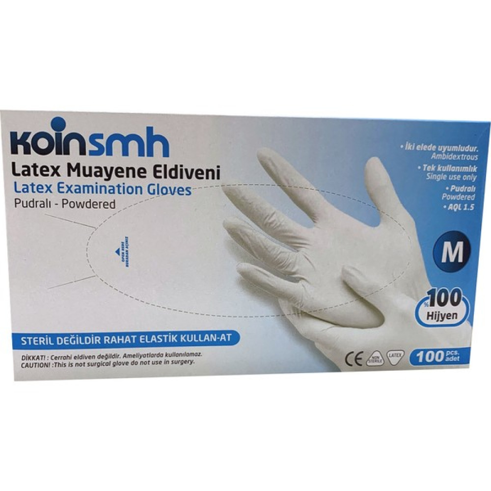 Koinsmh Latex Pudralı Eldiven M Beden 100'LÜ - Beyaz Oto Boyaları Fiyatı