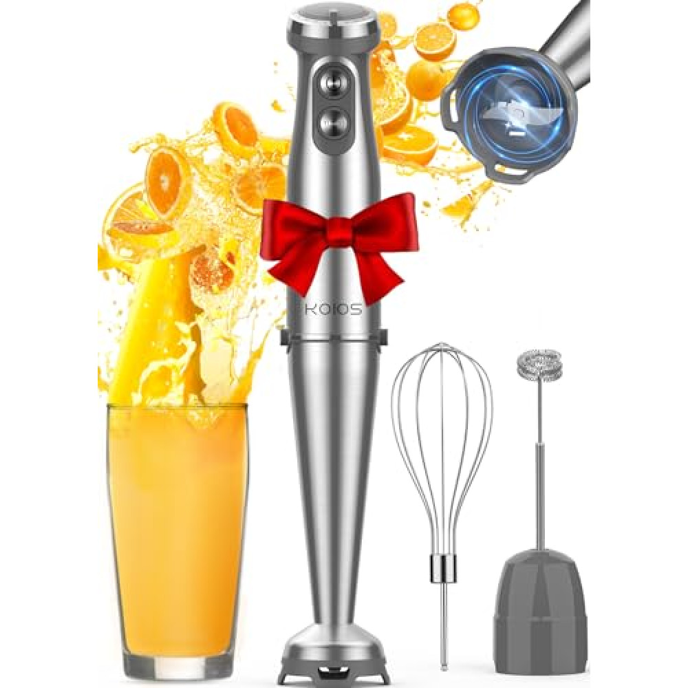KOIOS Immersion Blender, 1000W Anti-scratch 3-in-1 Hand Blender, Upgraded 12 Speed Stainless Steel Blade Stick Blenders with Turbo Mode, Whisk and Milk Frother, Non-BPA Blenders Fiyatı