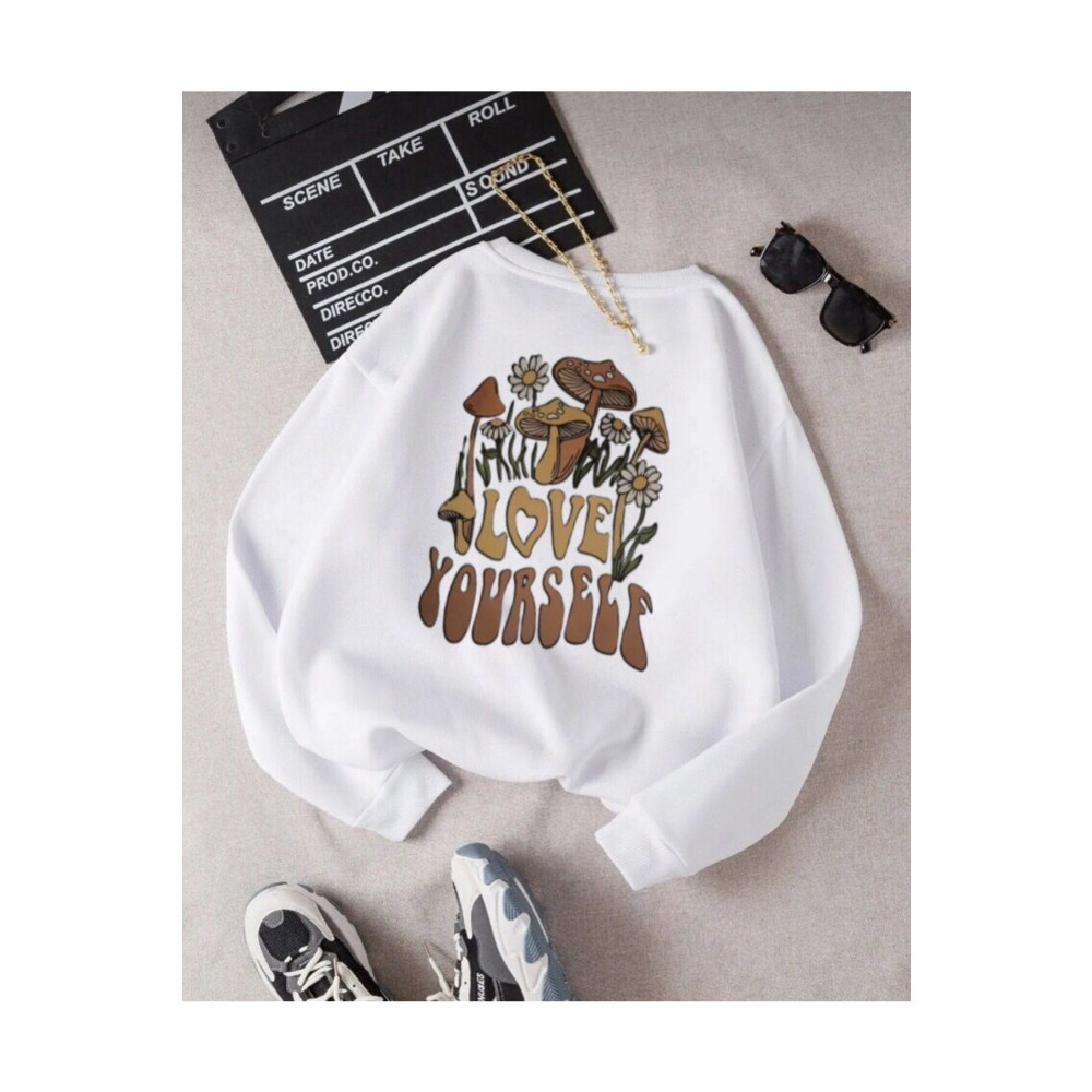 Koklonmoda Baskılı Kız Çocuk Bisiklet Yaka Sweatshirt 8-9 Yaş Beden Bayan Sweatshirt Fiyatı