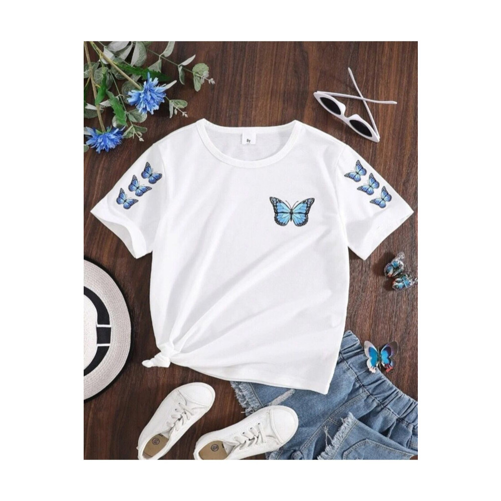 Koklonmoda Kelebekli Unisex Tshirt 8-9 Yaş Beden Bayan T-shirt Fiyatı