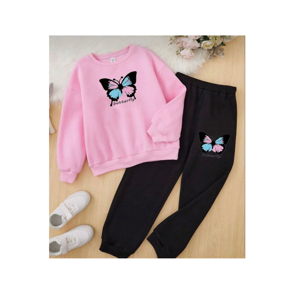 Koklonmoda Kız çocuk eşofman takımı butterfly baskılı 12-13 Yaş Beden Kadın Eşofman Fiyatı