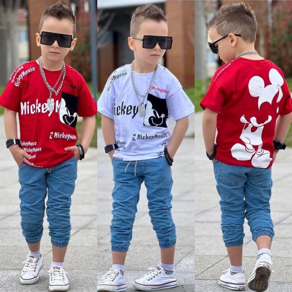 Kokoş Bebek Micky Tişörtlü Kotlu Kombin Erkek Çocuk Giyim Takımı Fiyatı