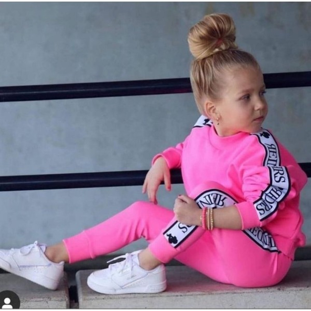 Kokoş Bebek Şeritli Neon Pink Eşofman Takım Kız Çocuk Kız Çocuk Giyim Takımı Fiyatı