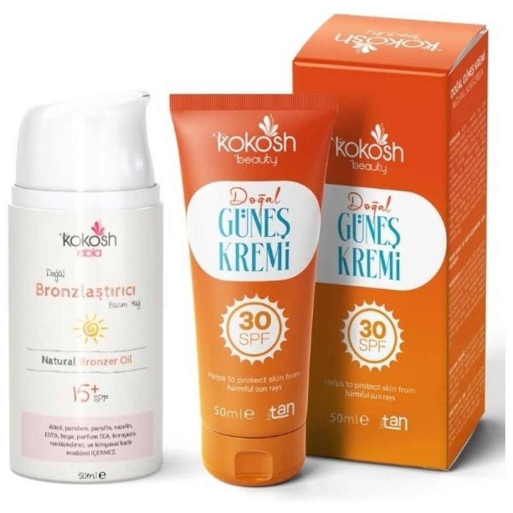 Kokosh Doğal Güneş Kremi (30SPF) & Doğal Bronzlaştırıcı Bakım Yağı Set Bebek Güneş Kremi Fiyatı
