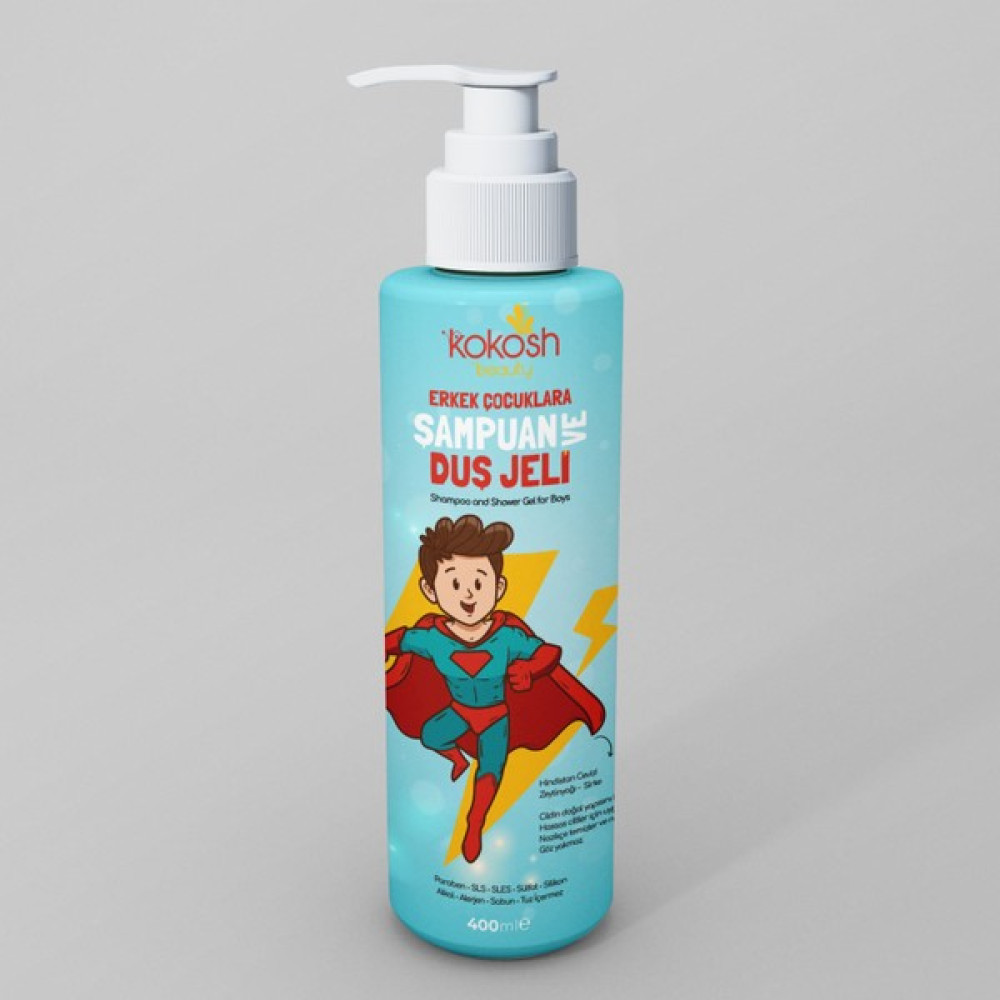 Kokosh Erkek Çocuklar İçin Doğal Şampuan ve Duş Jeli 400 ml / Hindistan Cevizi & Zeytinyağı & Sirke Bebek Şampuanı Fiyatı