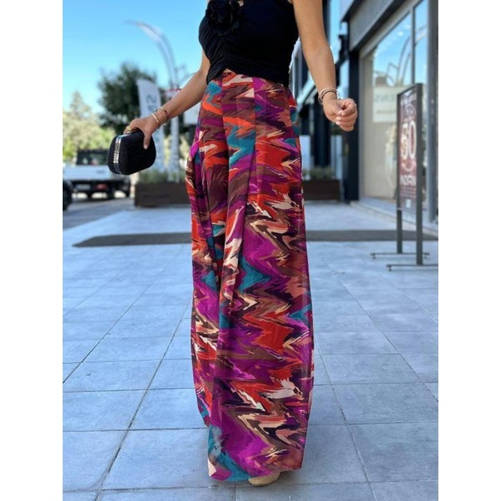 Kokoşum Butik 1252 Bol Paça Şifon Pantolon Fuşya Kadın Pantolon Fiyatı