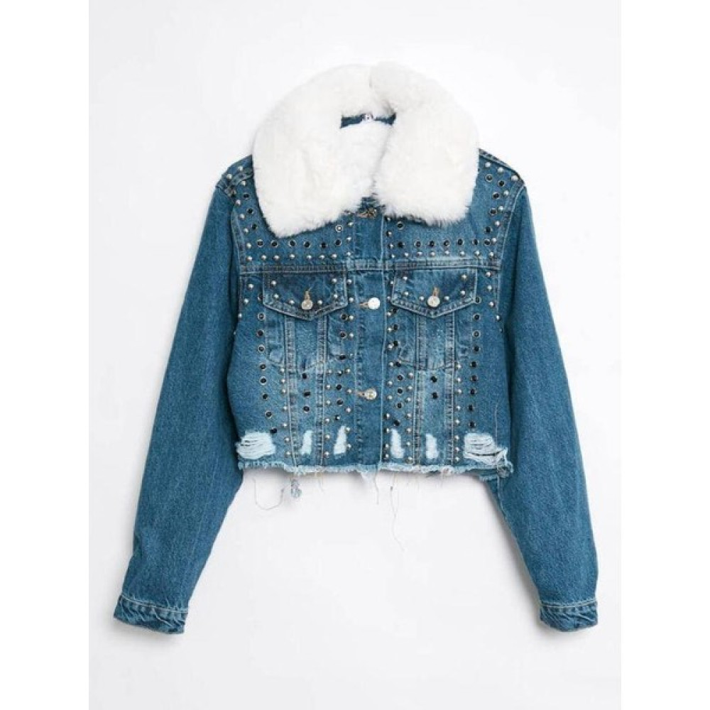 Kokoşum Butik 99204 Içi Kürklü Jean Ceket Mavi Bayan Ceket Fiyatı