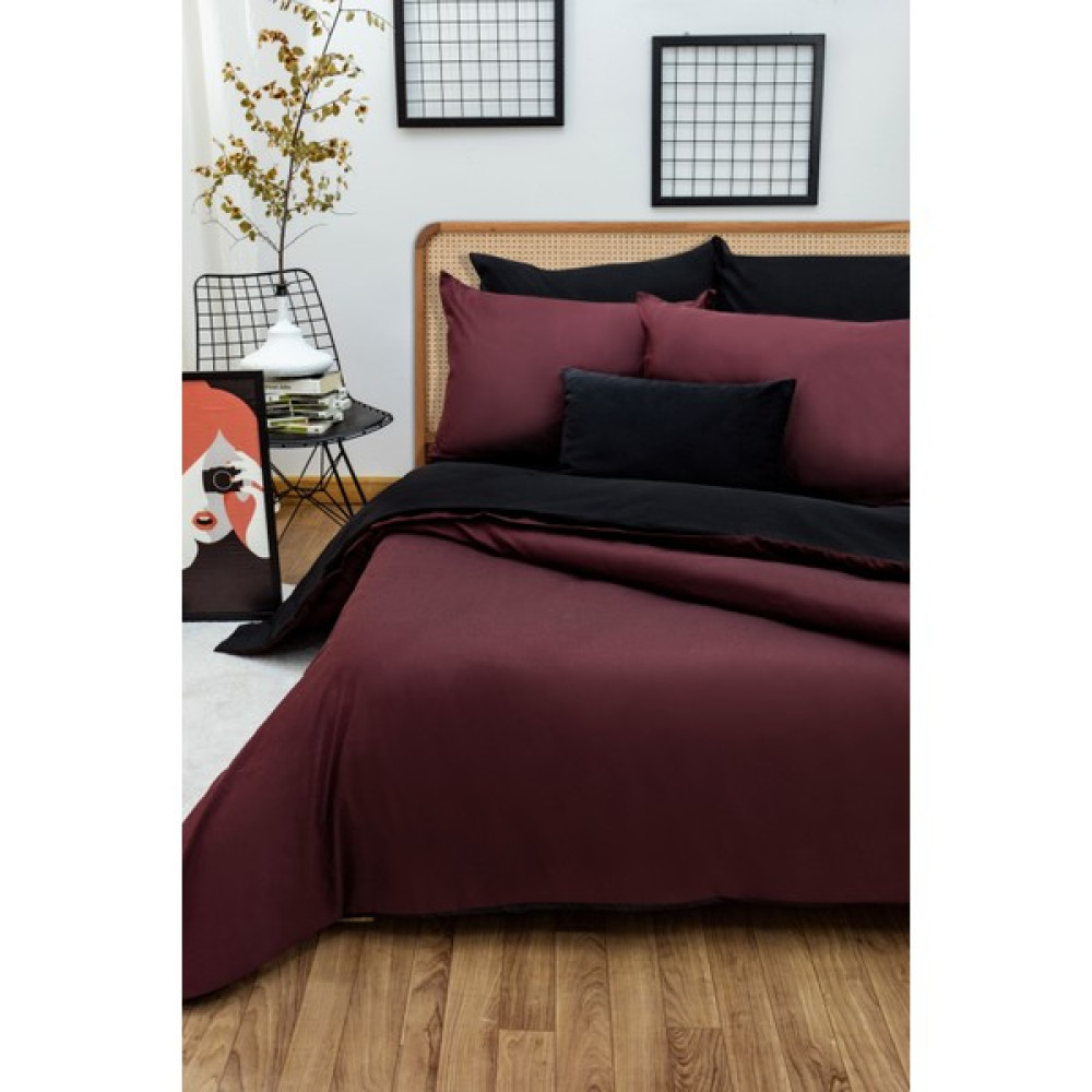Kolay Ütü Battal Boy Nevresim Takımı (200X200 Siyah Lastikli Çarşaf+Yorgan Kılıfı+Y.kılıfı) Bordo - Siyah - Bordo - 200 x 200 cm Nevresim Takımı Fiyatı