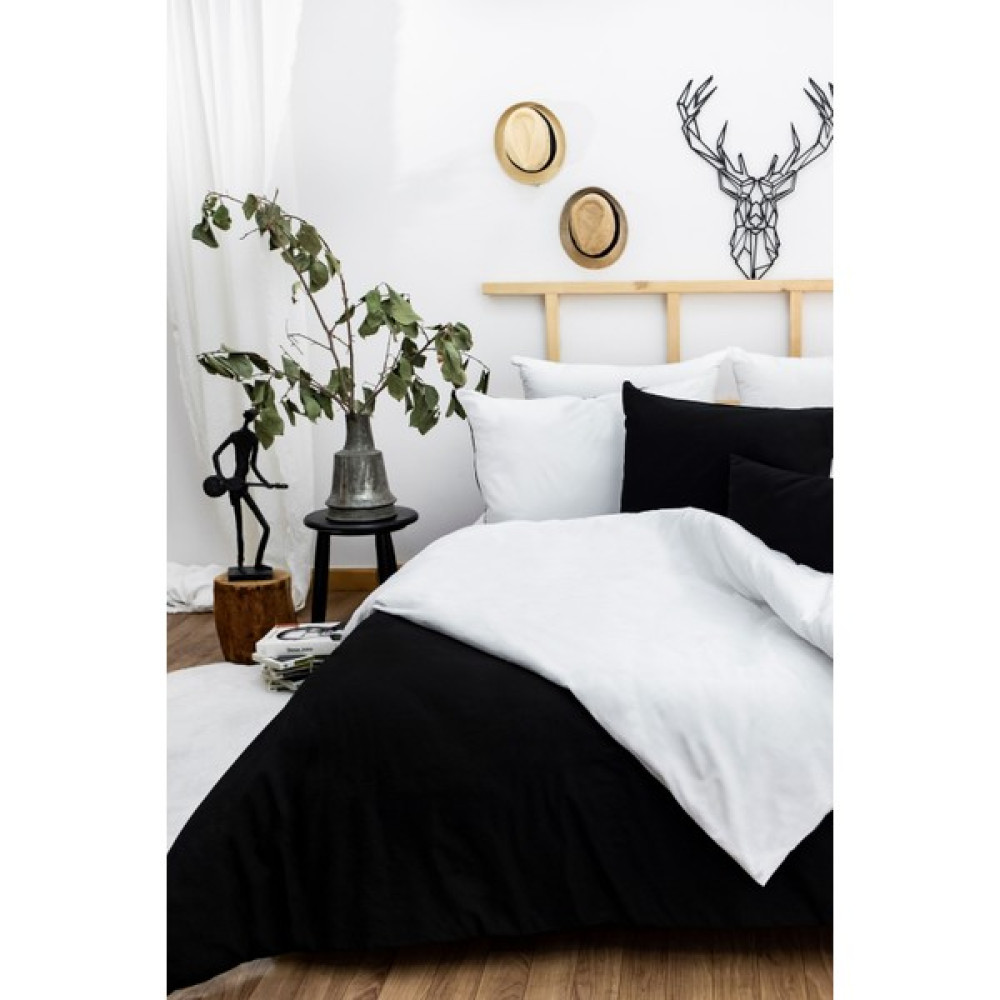 Kolay Ütü Tek Kişilik Nevresim Takımı (120X200 Siyah Lastikli Çarşaf+Yorgan Kılıfı+Y.kılıfı) Beyaz - Siyah - Beyaz - 120 x 200 cm Nevresim Takımı Fiyatı