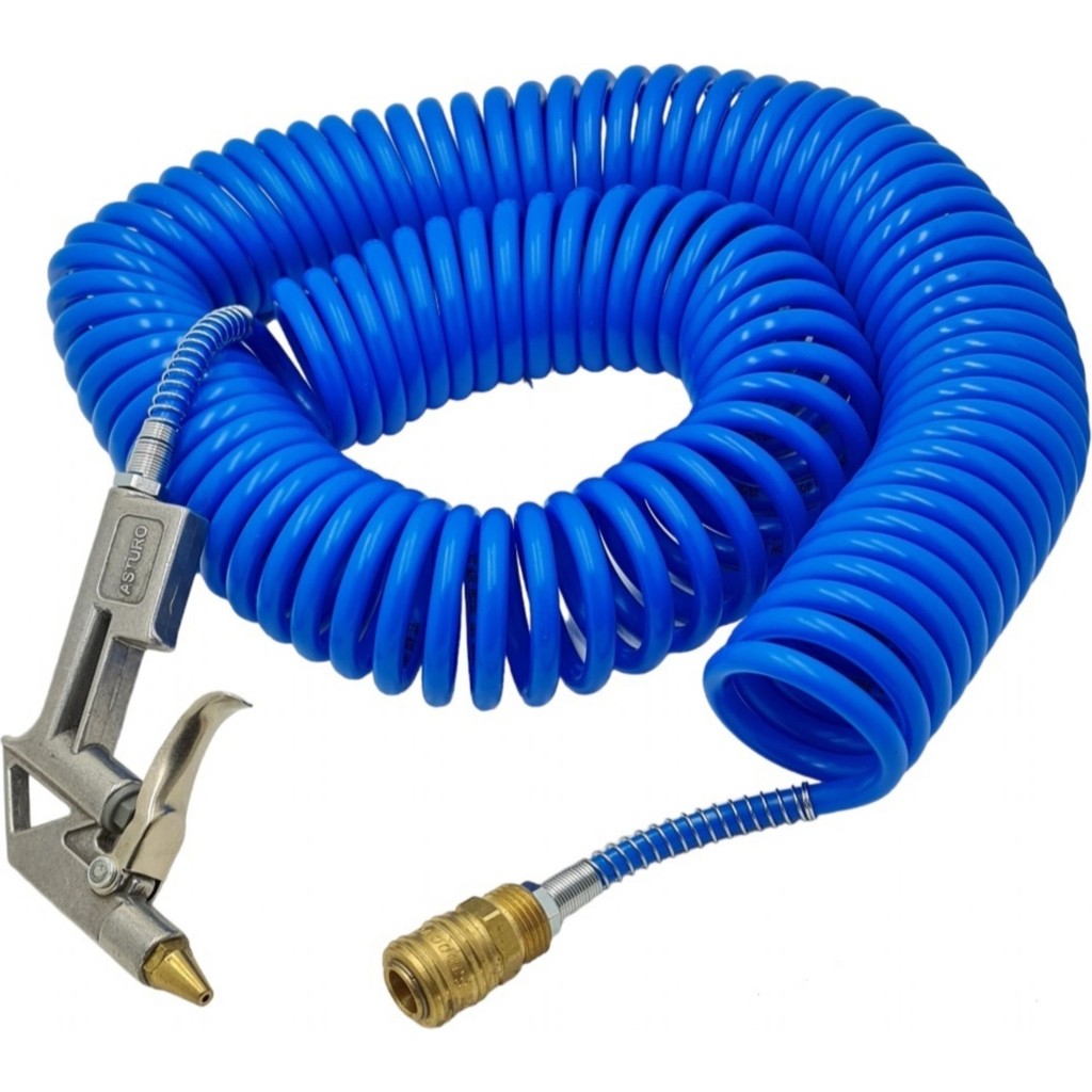 Koldoor Kompresör Spiral Hava Hortumu 15 mt Asturo Hava Hortum Tabancası Kısa 1/2 Hava Jakı 3'lü Set - 1/2" 15 mt. Hava Kompresörü Fiyatı