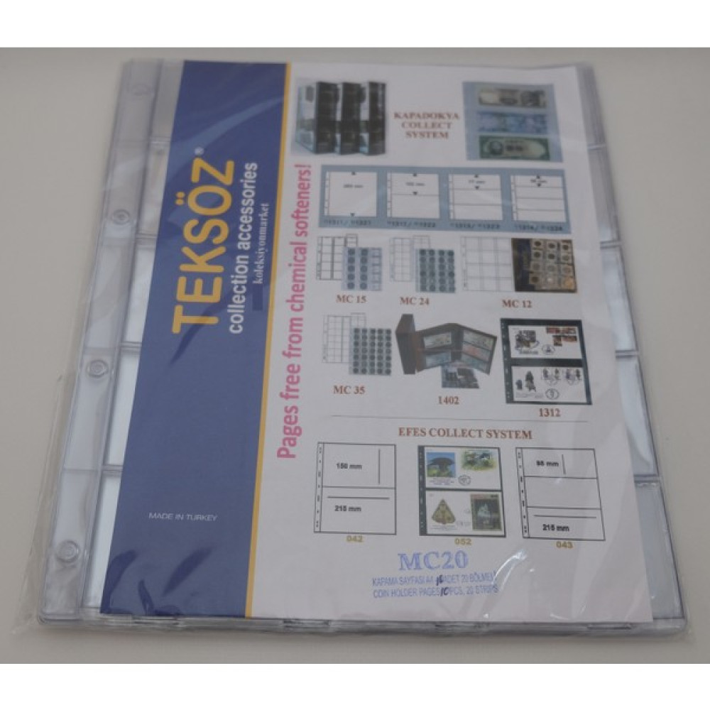 Koleksiyon Market Teksöz Kapamalı Madeni Para Sayfası 20 Bölmeli 10 Adetlik Paket Dosya Fiyatı