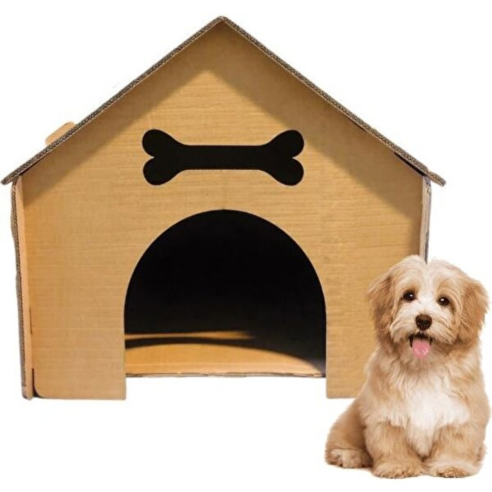 Koli Kolay Çatılı Köpek Evi - Geri Dönüştürülebilir Malzeme Köpek Dostu - Standart - Bej Evcil Hayvan Ürünleri Fiyatı