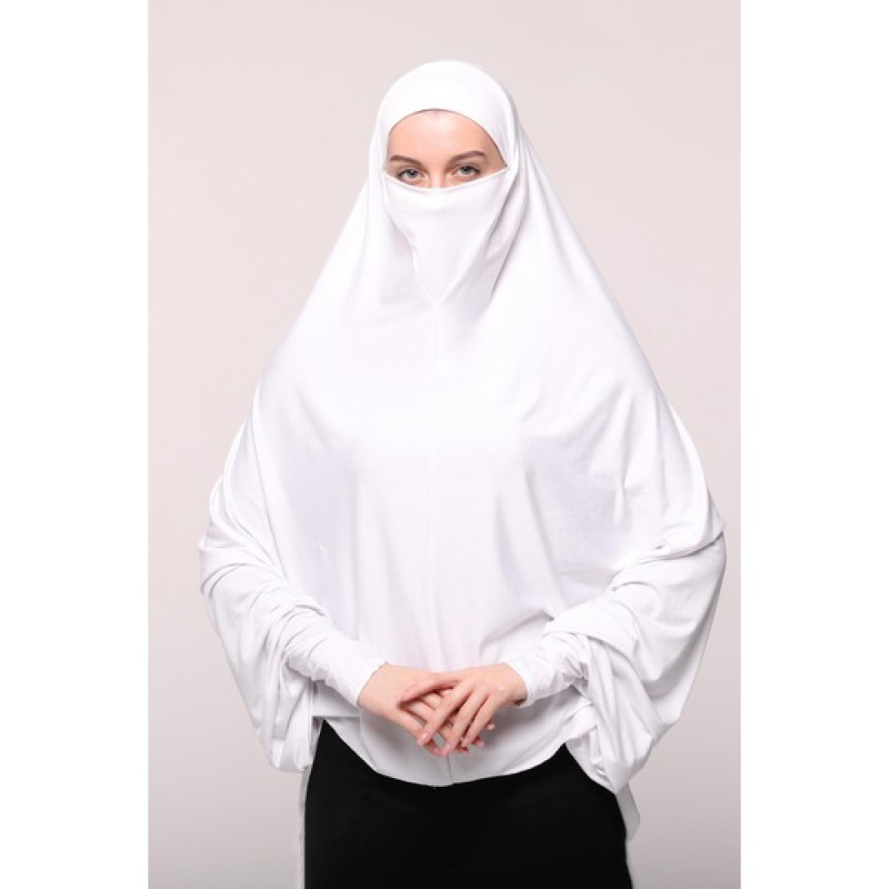 Kollu Sufle Çarşaf Üstü Peçeli Pratik Tesettür Hijab - Nikaplı Namaz Örtüsü Eşarp Fiyatı